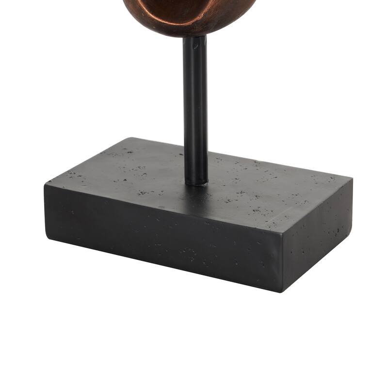 Bronze Polystone Handmade Abstract Decorative Sculpture with Rectangle Black Base