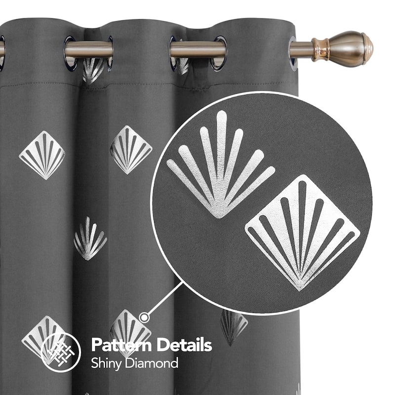 Shell Pattern Room Darkening Curtain Panel (2 Panels)