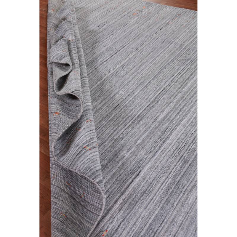 Hand Knotted Oriental 100% Wool Carpet Tribal Tribal Greys & Charcoal Gabbeh Area Rug - 12' 2'' X 9' 4''