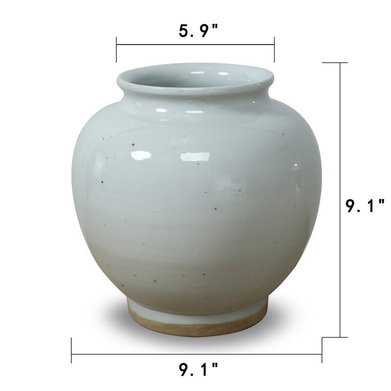 9" Wide Clara Round Vase with Unglazed Base