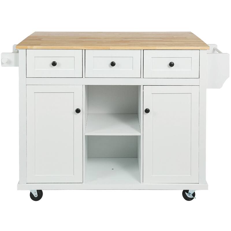 Black/Blue/White MDF Kitchen Cart Multifunctional with Storage Cabinet and 3 Drawers