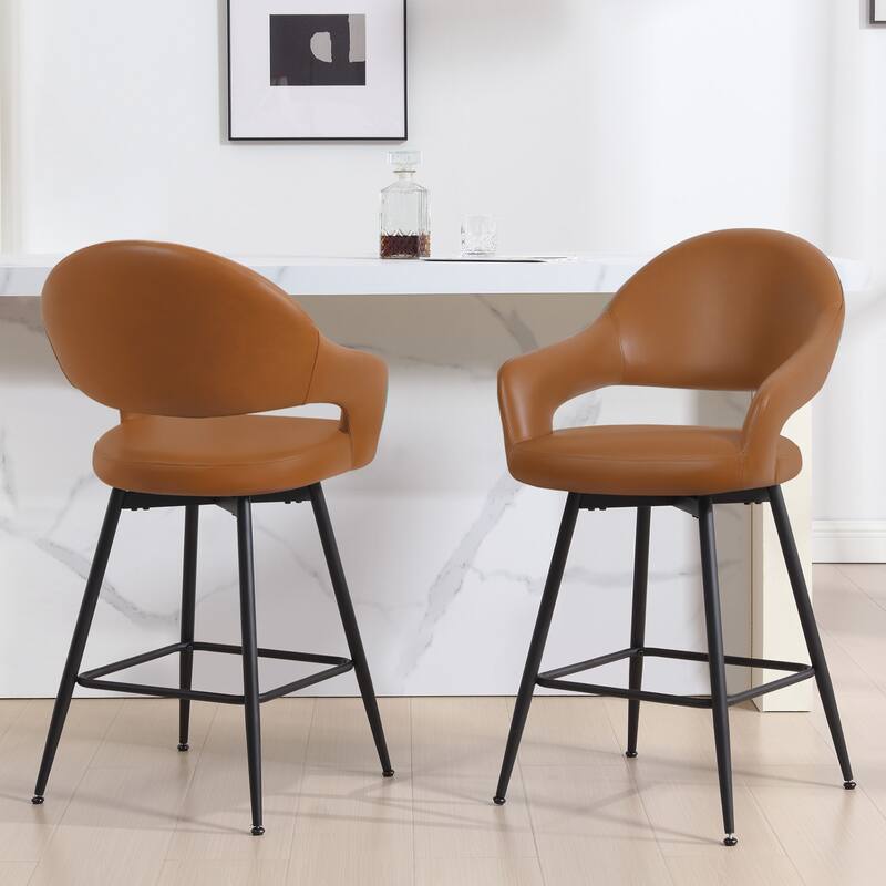 26" Velvet/ Faux Leather Counter Height Swivel Bar Stools Set of 2/4 - 39.2"H x 20.4"W X 22"D