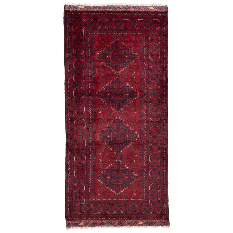 ECARPETGALLERY Hand-knotted Finest Khal Mohammadi Red Wool Rug - 3'1 x 6'7