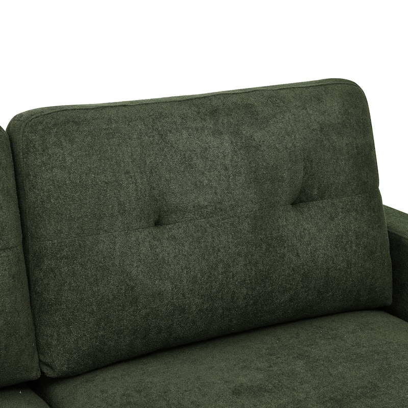 67.7" Mid-Century Tufted Loveseat with Wood Legs - 29.5" D x 67.7" W x 34.6" H