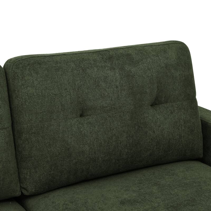 67.7" Wide Green Polyester Upholstered Tufted Loveseat Sofa With Wooden Legs