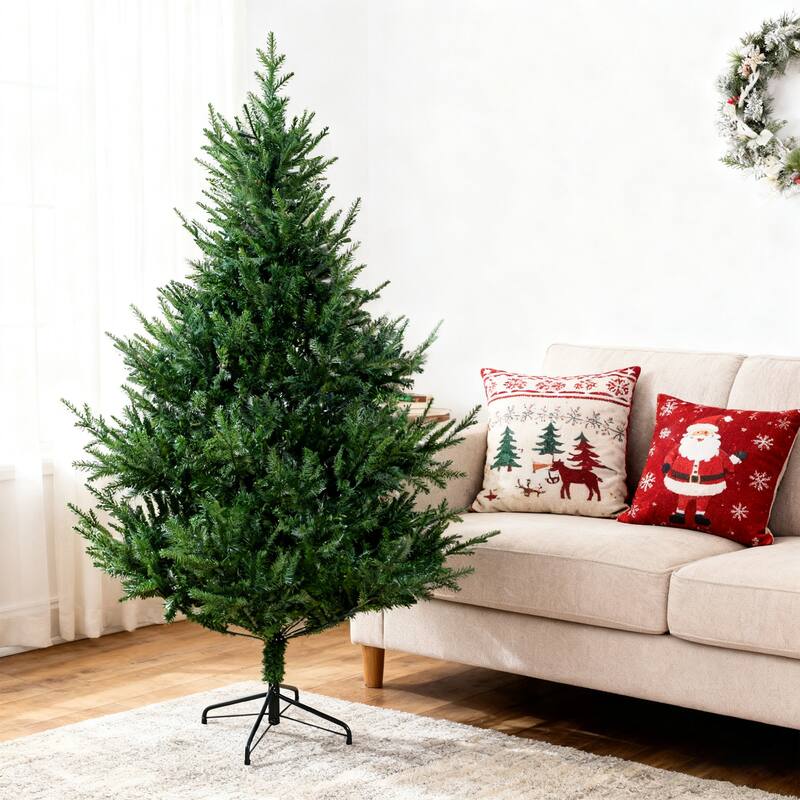 Anmytek 7FT Whimsical Curved PE Christmas Tree - 1144 Dense Tips, Lifelike, Sturdy Metal Base