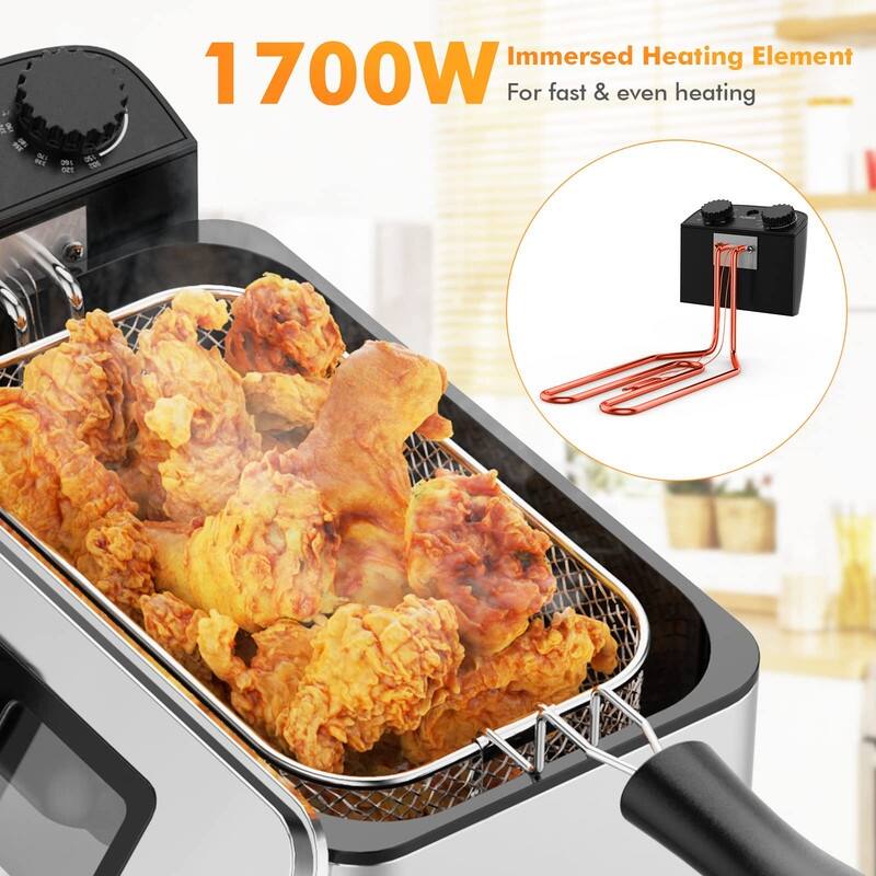 Deep Fryer with Basket, Stainless Steel Electric Oil Fryer