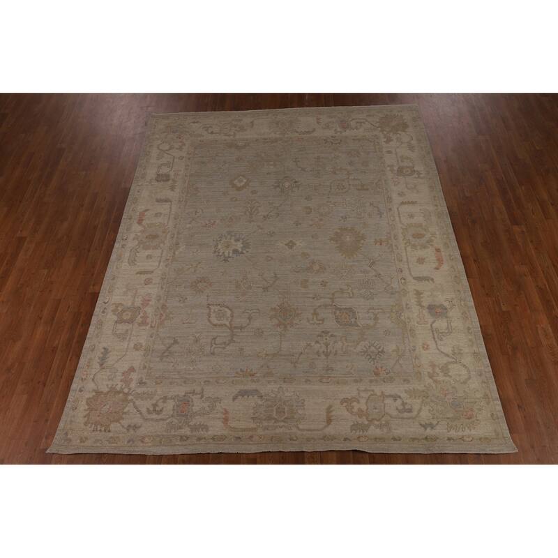 Vegetable Dye Oushak Turkish Area Rug Handmade Bedroom Wool Carpet - 8'0"x 9'10"