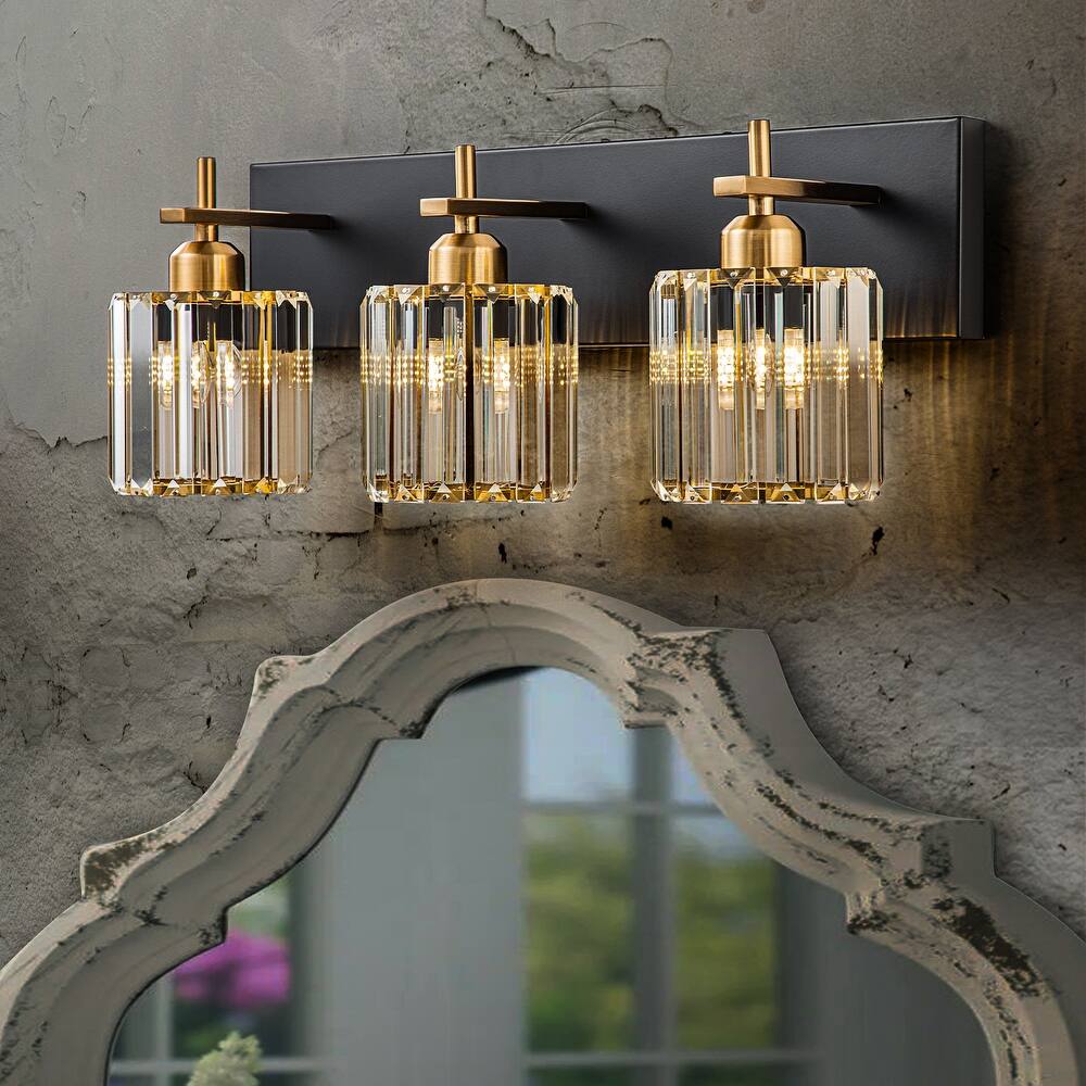 Mid-Century Modern Dimmable Bathroom Vanity Light Crystal Glass Wall Sconce