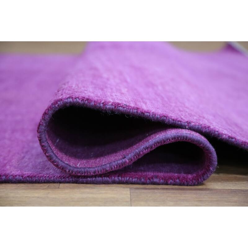 Hand Knotted Oriental 100% Wool Carpet Modern Solid Purples Gabbeh Area Rug - 9' 0'' X 6' 1''