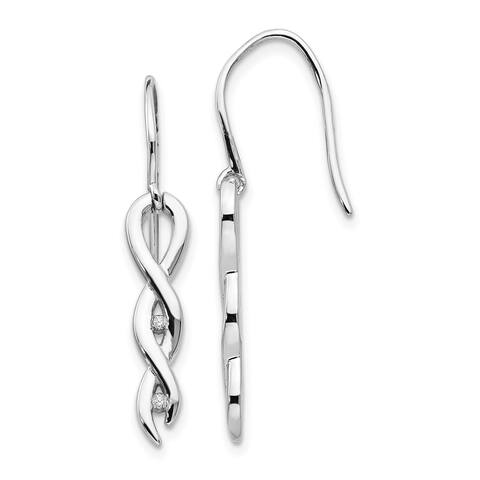 Sterling Silver Rhodium-plated 0.04 Cttw Diamond Twist Earrings by Versil