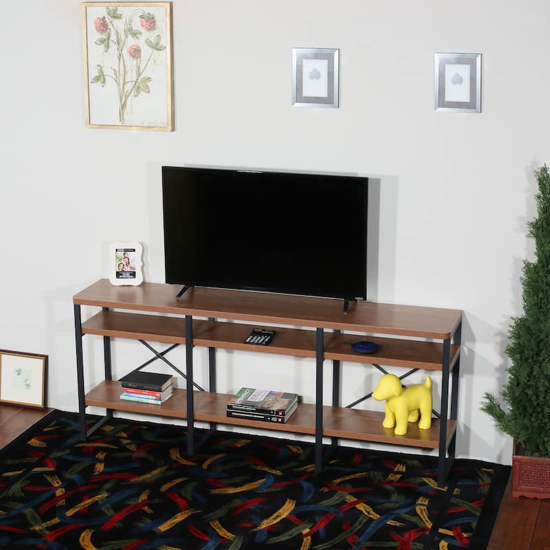 Davee Furniture Open Walnut Shelves 4-tier Entertainment TV Stand - 29.53*70.87*13.78 inches