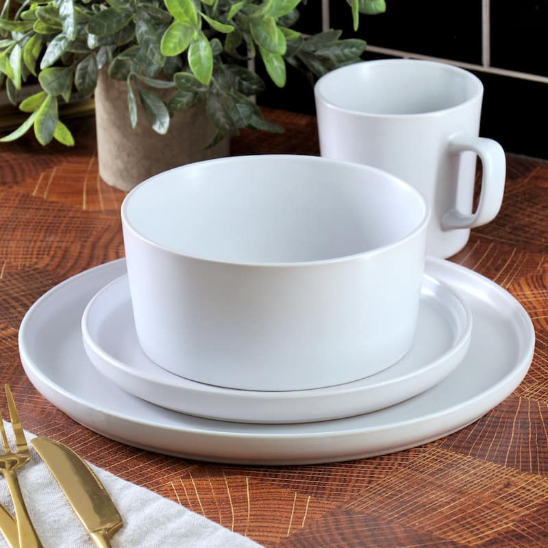 Elama Luxmatte White 16 Piece Dinnerware Set