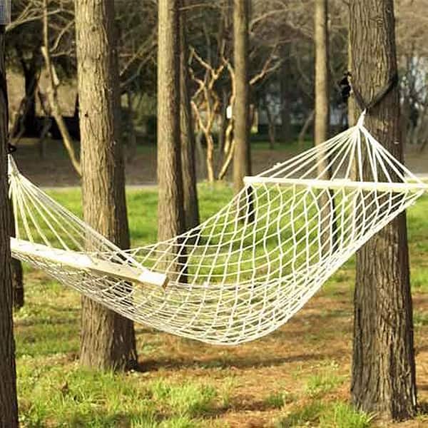Wood Pole Cotton Rope Hammock Bed with Rope - Bed Bath & Beyond - 37364474