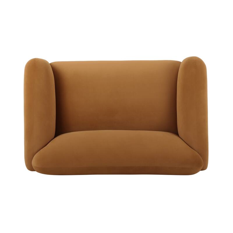 Contemporary Loveseat Sofa, Velvet Upholstered, Birch Wood Legs, Elegant Design for Living Room and Bedroom