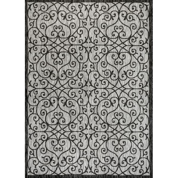 slide 2 of 25, JONATHAN Y Ourika Textured Weave Indoor/Outdoor Area Rug 3 X 5 - Light Gray/Black