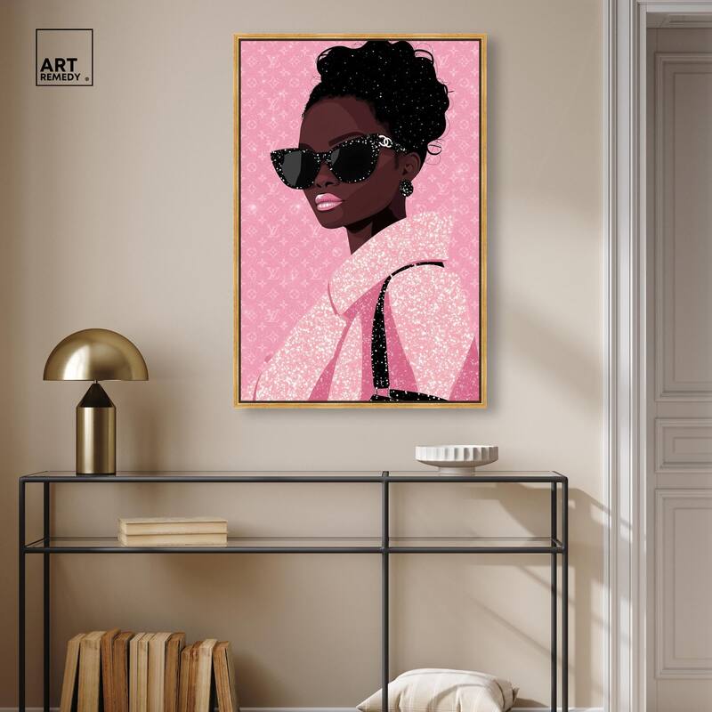 Pink Luxury Woman Canvas by Art Remedy