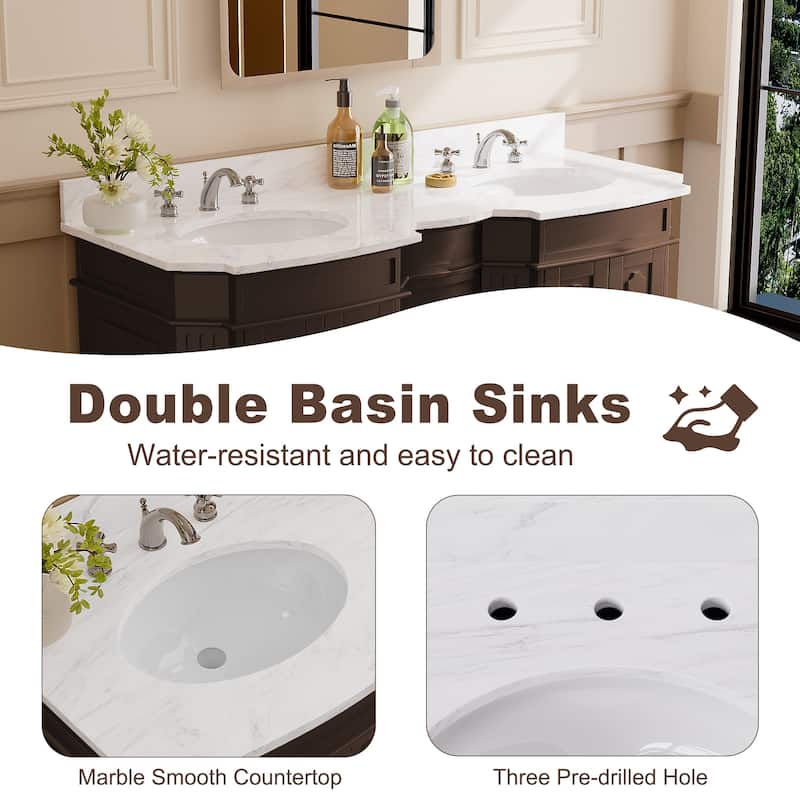 54-Inch European Style Solid Wood Bathroom Vanity with Sink – Elegant Detailing