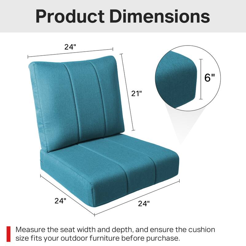 Ivora 24" W x 24" D x 6" T Water & Fade Resistant Outdoor Lounge Chair Replacement Cushion Set