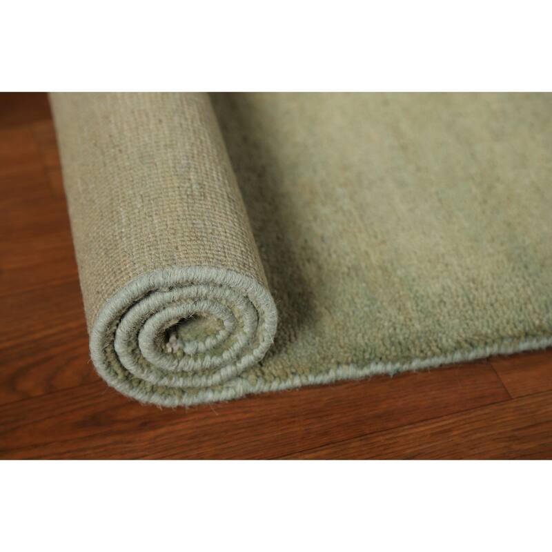 Green Modern Gabbeh Oriental Foyer Rug Hand-Knotted Wool Carpet - 2'7"x 4'1"