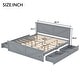 preview thumbnail 2 of 2, King Platform Bed with 4-Storage Drawers, Headboard and Support Legs, Grey