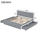 preview thumbnail 8 of 10, King Platform Bed with 4-Storage Drawers, Headboard and Support Legs, White