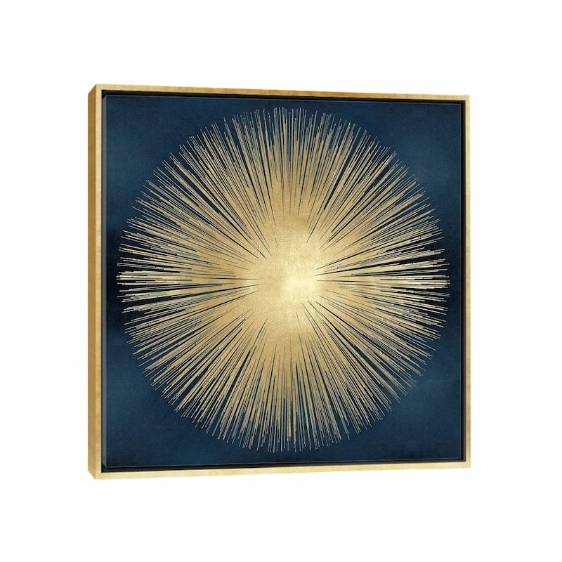 iCanvas "Sunburst Gold On Blue I" by Abby Young Framed Canvas Print - 26x26 - Gold