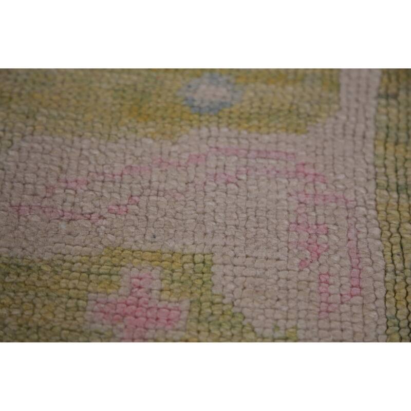 Hand Knotted Oriental 100% Wool Carpet Transitional All-Over Green Oushak Area Rug - 10' 11'' X 8' 0''