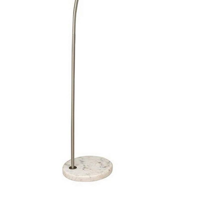 Floor Lamp with Arched Extendable Neck and Marble Base, Silver
