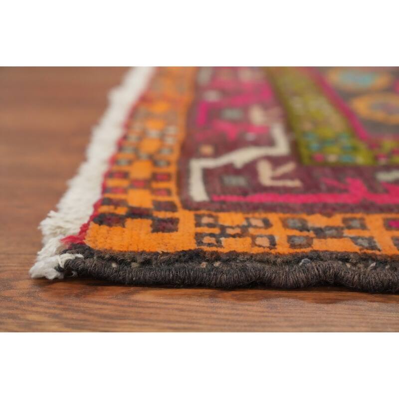 Hand Knotted Oriental 100% Wool Carpet Traditional Tribal Greys & Charcoal Ardebil Runner Rug - 10' 6'' X 3' 8''