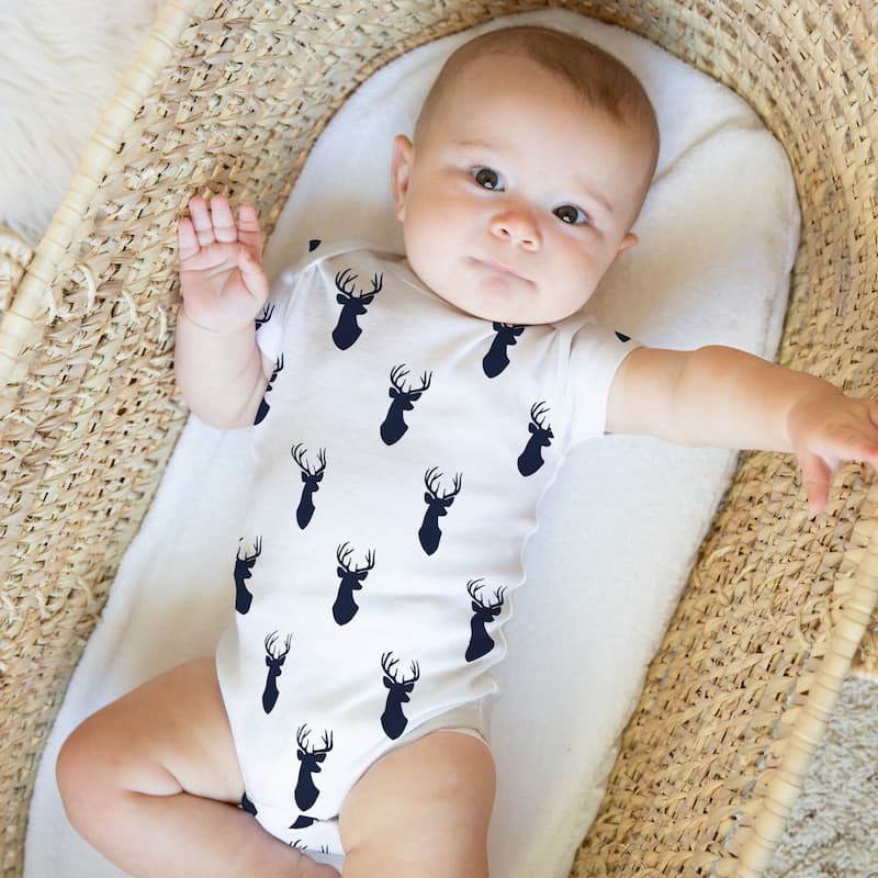 Sweet Jojo Designs Navy Blue White Woodland Deer Boy 0-6M Baby Clothes ...