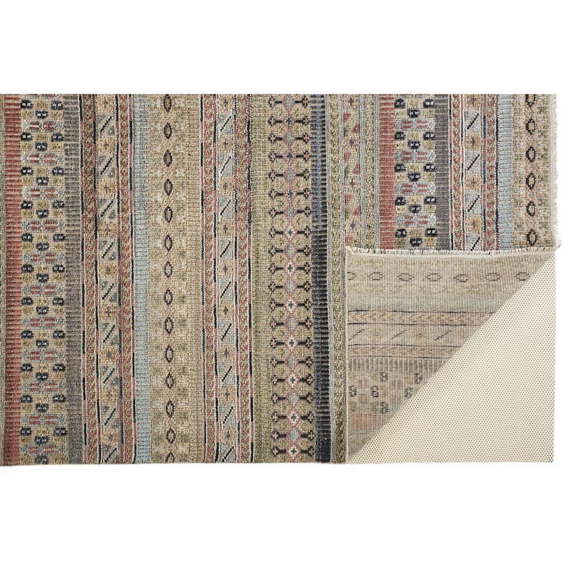 Grand Bazaar Eckhart Hand Knotted Stripes Transitional Area Rug