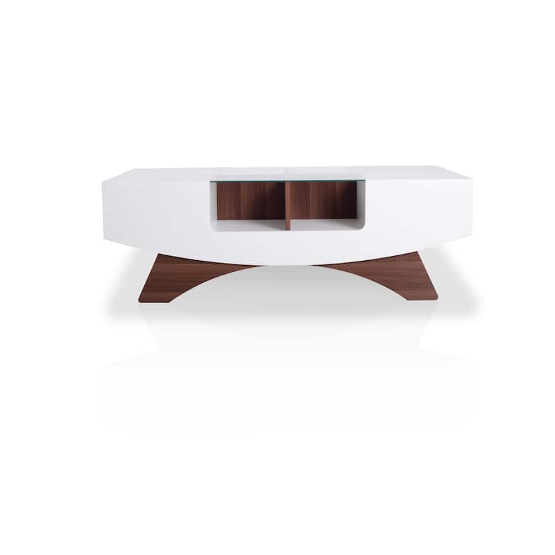 Furniture of America Angelic Contemporary Storage Coffee Table with Glass Insert