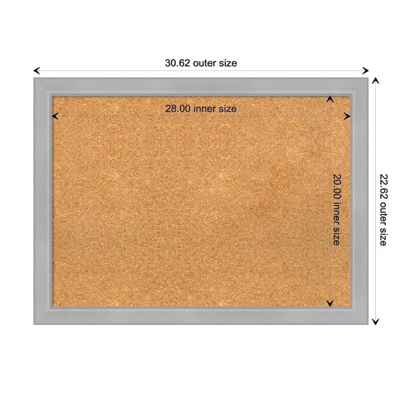 Vista Brushed Nickel Narrow Framed Cork Bulletin Memo Board