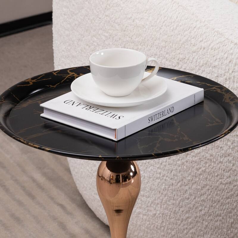 Mermaid Tail End Coffee Table Round Side Table, Modern Metal Pedestal Table
