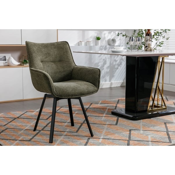 Porthos Home Mirri Swivel Fabric Dining Chair with Steel Legs Bed