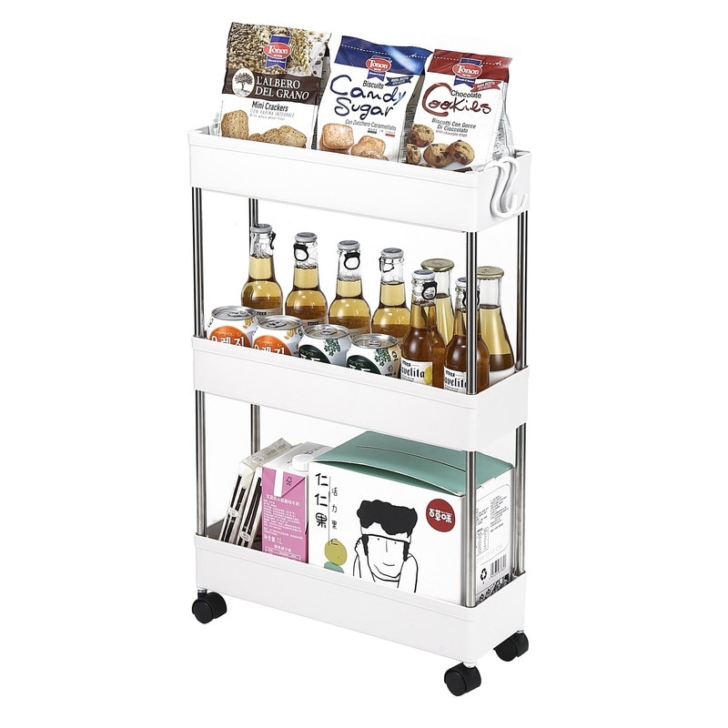 4-Layer Ultra-thin Mobile Multi-functional Slim Storage Cart Storage Cabinet  - Bed Bath & Beyond - 32321754