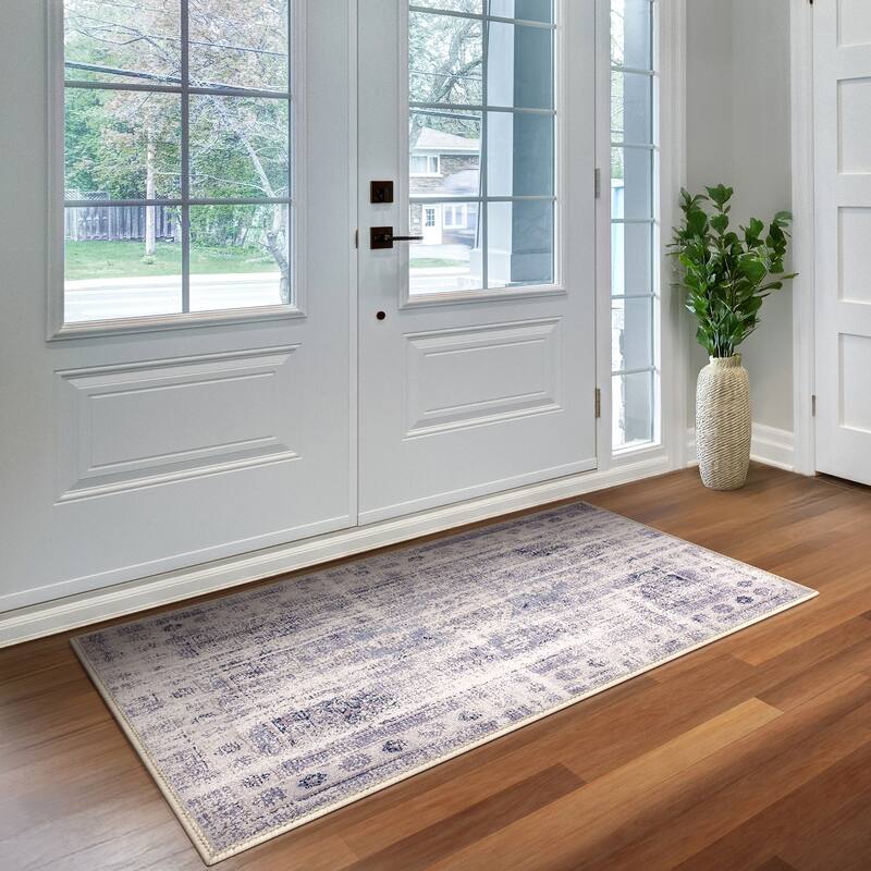 Sorbus Area Rug for Entryway, Machine Washable, Non-Slip, Vintage Rug - 3 x 5 ft