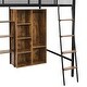 preview thumbnail 11 of 10, Full Size Metal Loft bed with Built-in Desk & Full-Length Guardrails, Saving Space Metal Loft Bed Frame with Wardrobe & Shelves