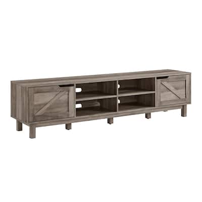 70-Inch Rustic Barn Door TV Stand with Cord Management & Open Storage for TVs up to 80 Inches