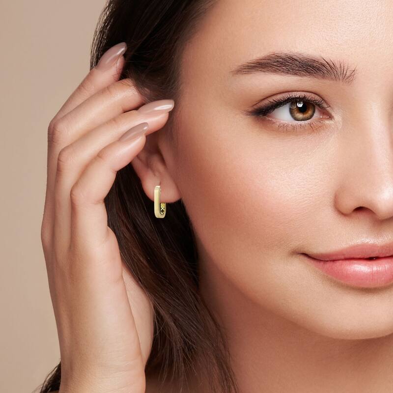 Soleil 14K Gold Rectangular Hoop Earrings, Made in Italy