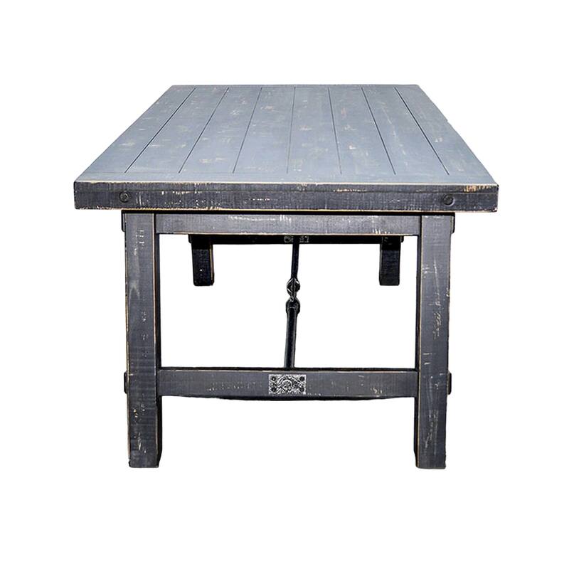 Rena Dining Table with Turnbuckles, 74 Inch Black Sand Mahogany Wood