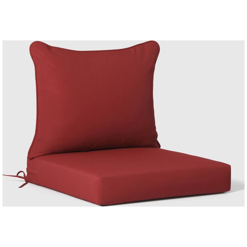 Birchwood All Weather HDPE Outdoor Patio Deep Seating Teak Armless Chair With Cushions (1-Piece)