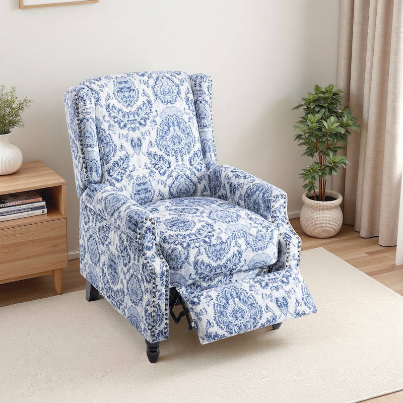 UIXE Roderich Farmhouse Floral Print Push Back Recliner Chair