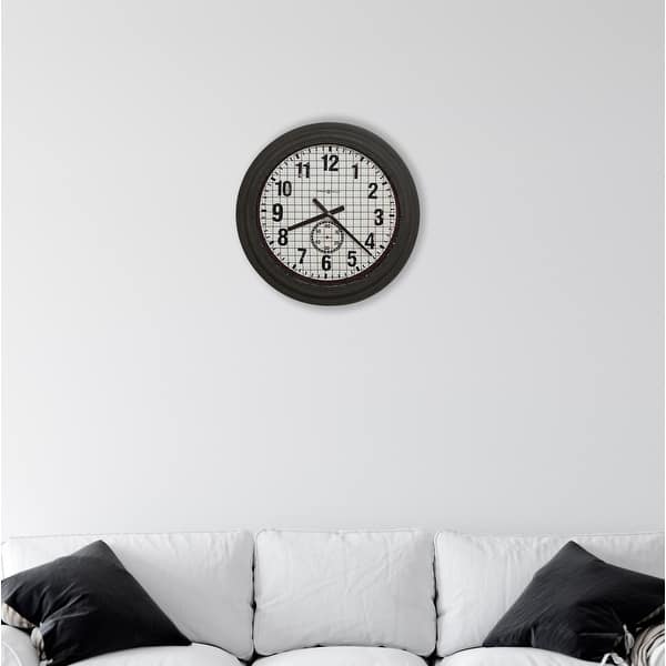 slide 2 of 2, Howard Miller Grid Iron Works Classic, Traditional, Contemporary Wall Clock with Large Numbers , Reloj De Pared Brown