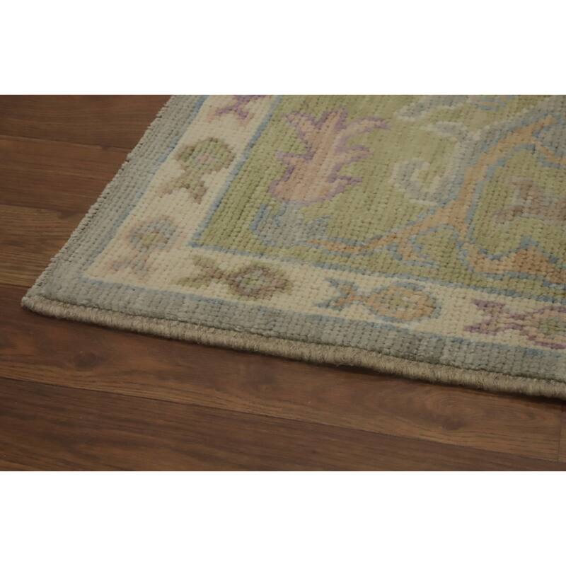 Handmade Gray Oushak Vegetable Dye Area Rug, Floral Geometric Carpet - 10' 0'' X 8' 0''