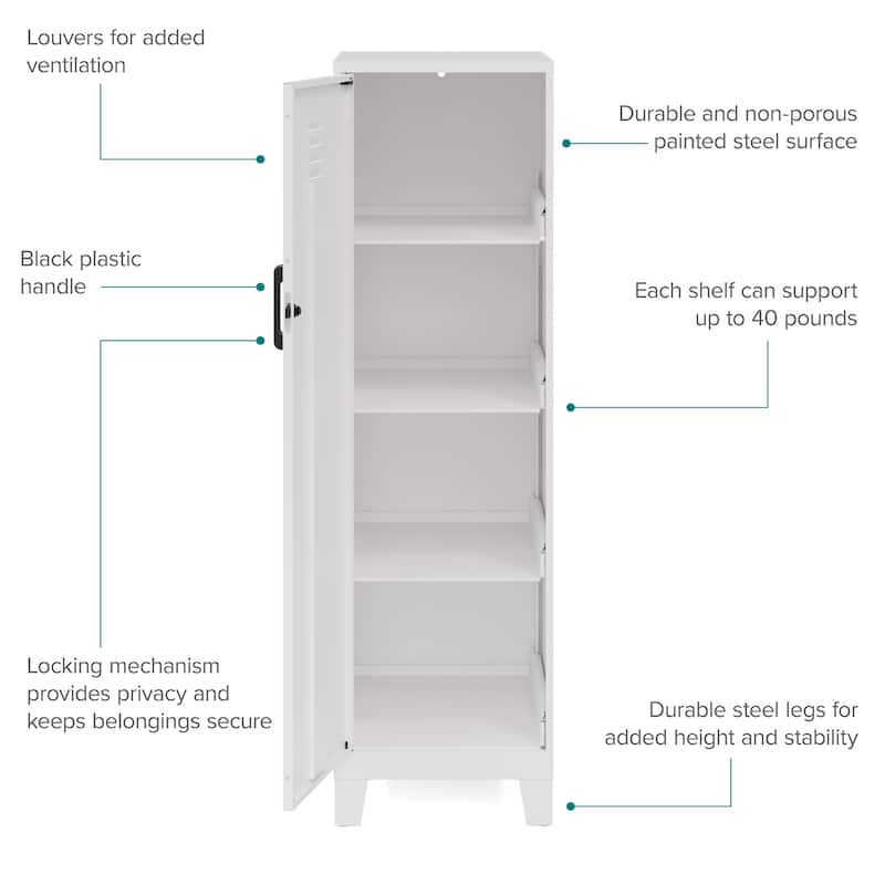 53.38"H 4 Shelf Vented Door Storage Locker Cabinet