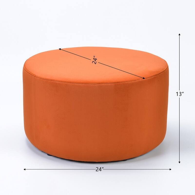 KINWELL Round Upholstered Pouf Ottoman Footrest