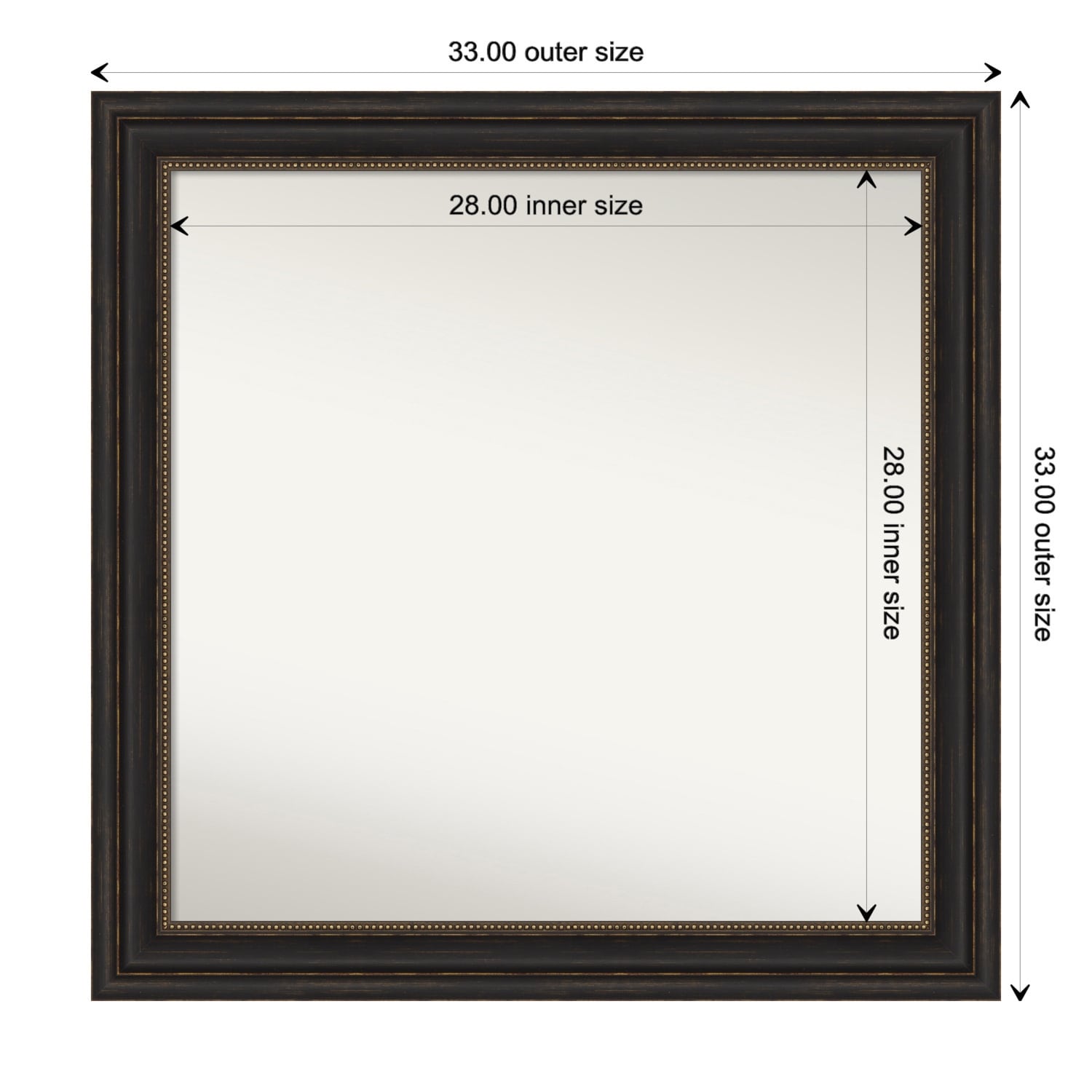 Accent Bronze Framed Non-Beveled Custom Wall Mirror, Bathroom Vanity Mirror