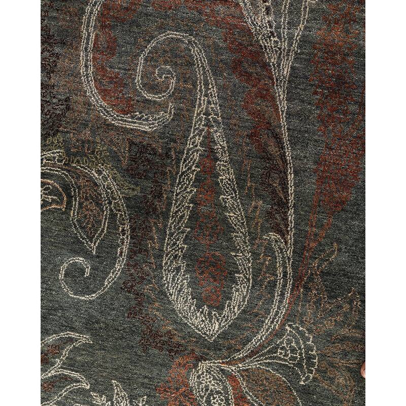 Ikat One-of-a-Kind Hand-Knotted Area Rug - Gray, 7' 10" x 10' 0" - 7' 10" x 10' 0"
